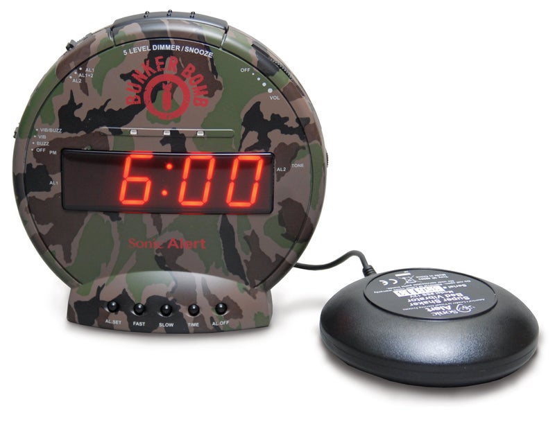 Sonic Alert Sonic Bomb Dual Alarm Clock with Bed Shaker  Camouflage | Sonic Alert Vibrating Alarm Clock Heavy Sleepers  Battery Backup | Wake with a Shake - Image 1